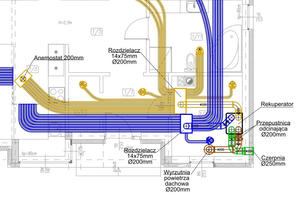 Projekt wentylacji mechanicznej w budynku mieszkalnym jednorodzinnym